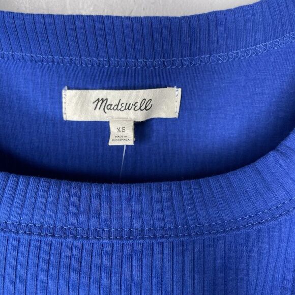 MADEWELL Crop Tank Top Women XS Pure Blue Ribbed NEW Wide Strap NL398 - Picture 9 of 11
